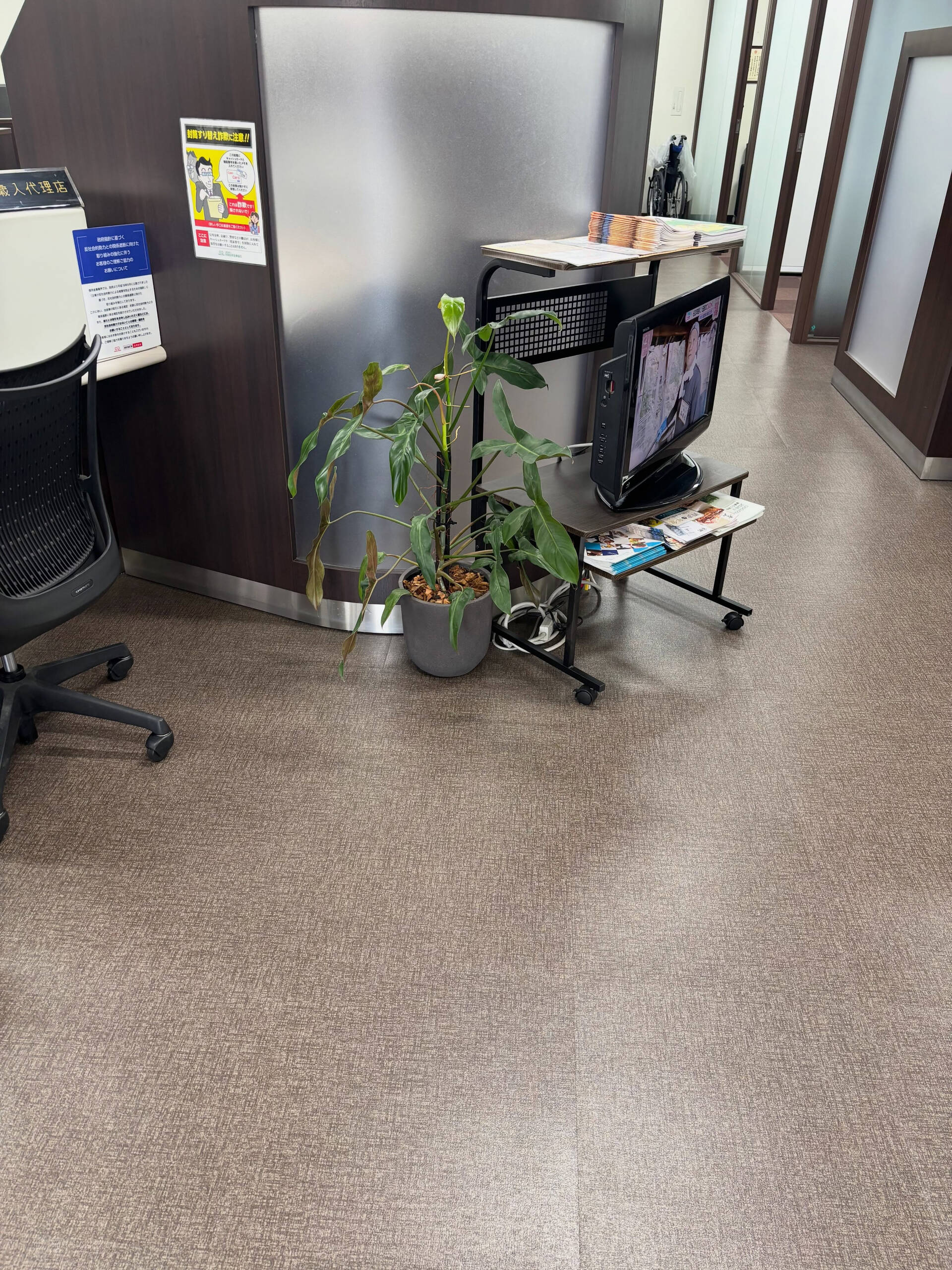 近隣の企業様のエントランスへ、観葉植物を納品させていただきま