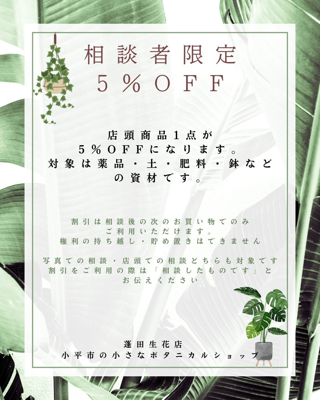 植物のことで困ったら、まずはご相談ください🌱